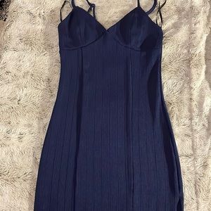 Body Con Navy Blue Midi Dress with a Cute little Slit. 😘